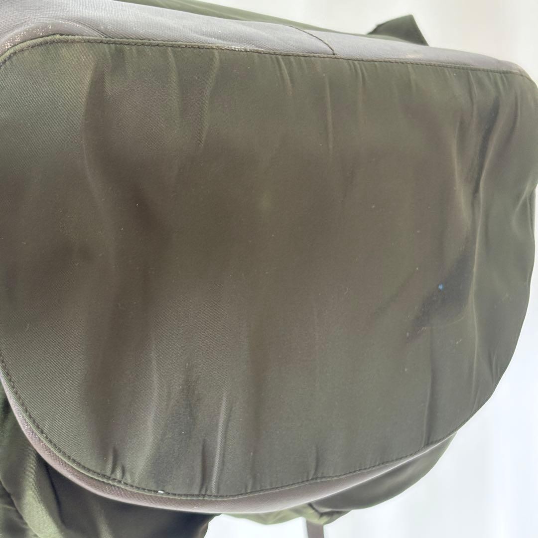 PRADA Nylon Backpack Khaki Green Vintage Authentic Logo Leather Piping thumbnail 14