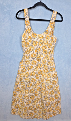 Pact Reverie JOLENE Organic Cotton Fit & Flare Midi SMALL Dress Tie Back  Pockets | eBay