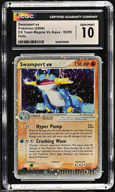 CGC 10 GEM MINT Swampert EX 95/95 EX Team Magma Vs Aqua Holo Pokemon Card