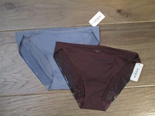 2-PACK SOMA VANISHING EDGE MICRO BIKINI PANTIES IN STONE/PINOT NOIR SIZE SMALL
