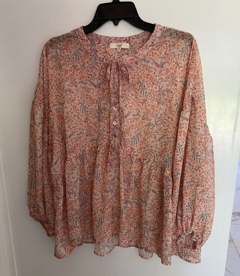 Easel Women's Mauve Floral Top with Tassels. Size S New with Tags Foto 3 de 4