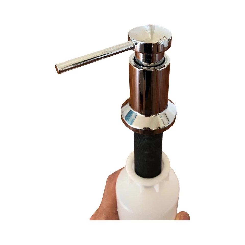 Dispensador de jabón con tapa de fregadero cromado Blanco Foto 3 de 4