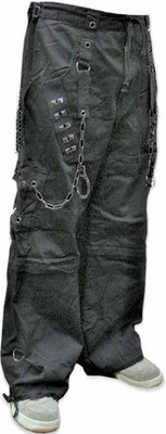 Tripp NYC Darkstreet Lock Up Bondage Pants Black Goth Punk Zip Off Chains AF7398