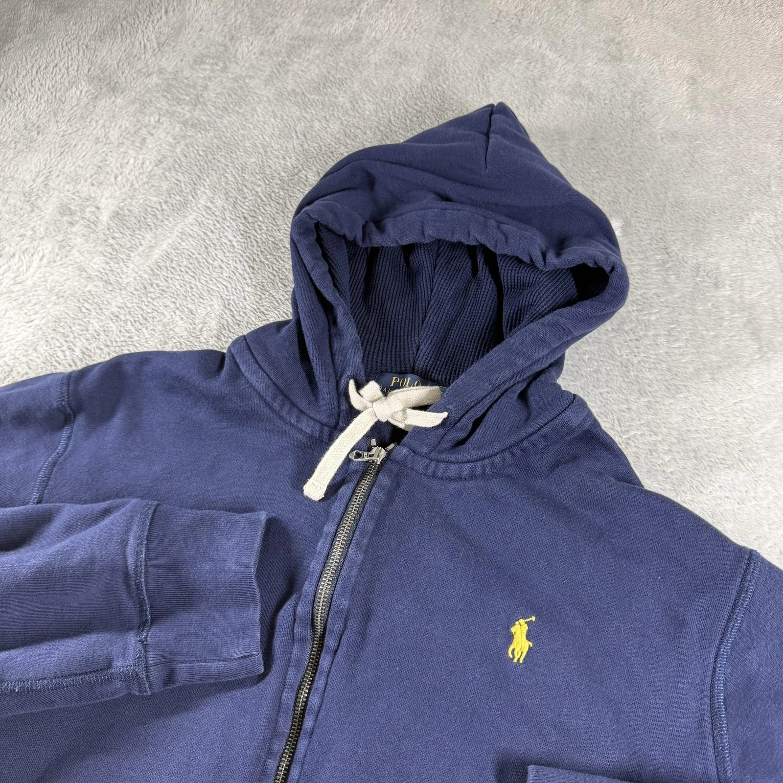Polo Ralph Lauren Hoodie Mens 2XL Blue Thermal Hood Fleece Sweatshirt XXL Preppy
