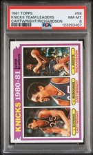 1981 TOPPS CARTWRIGHT/RICHARDSON #58 KNICKS TEAM LEADERS PSA 8