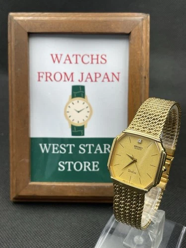 [Excellent] Vintage Seiko Dolce 7731-5000 Gold Quartz Men Watch From JAPAN