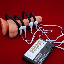 Male E-Stim Power Shock Ring Ball Scrotum Stretcher Stimulation Pouch Cage BDSM