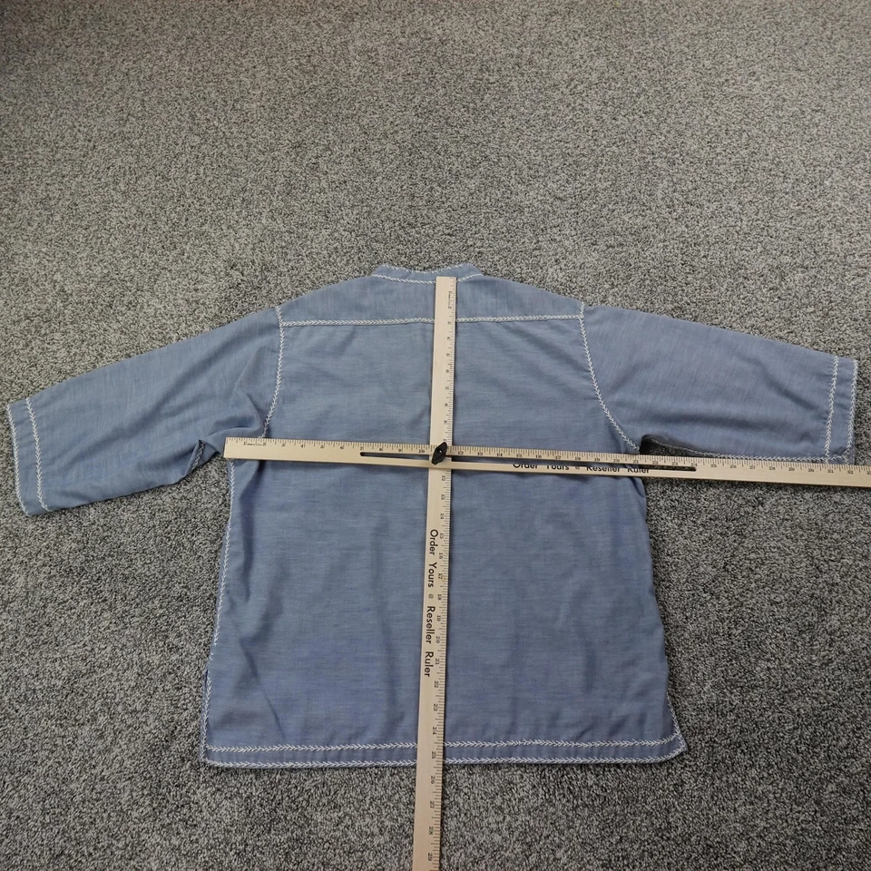 VTG Sears Shirt Mens M 15.5 Blue Denim Chambray Button Up Perma Prest 70s USA - Image 4 of 4