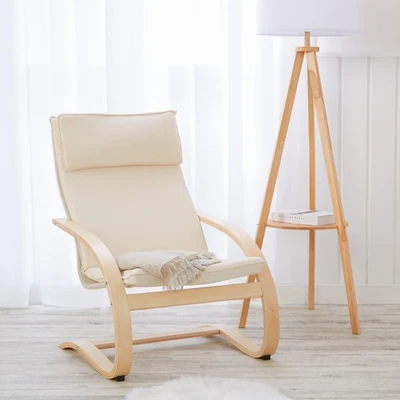 Fauteuil relax chaise relaxation confort gris bois lounge relaxant Homestyle4u - Photo 1/4