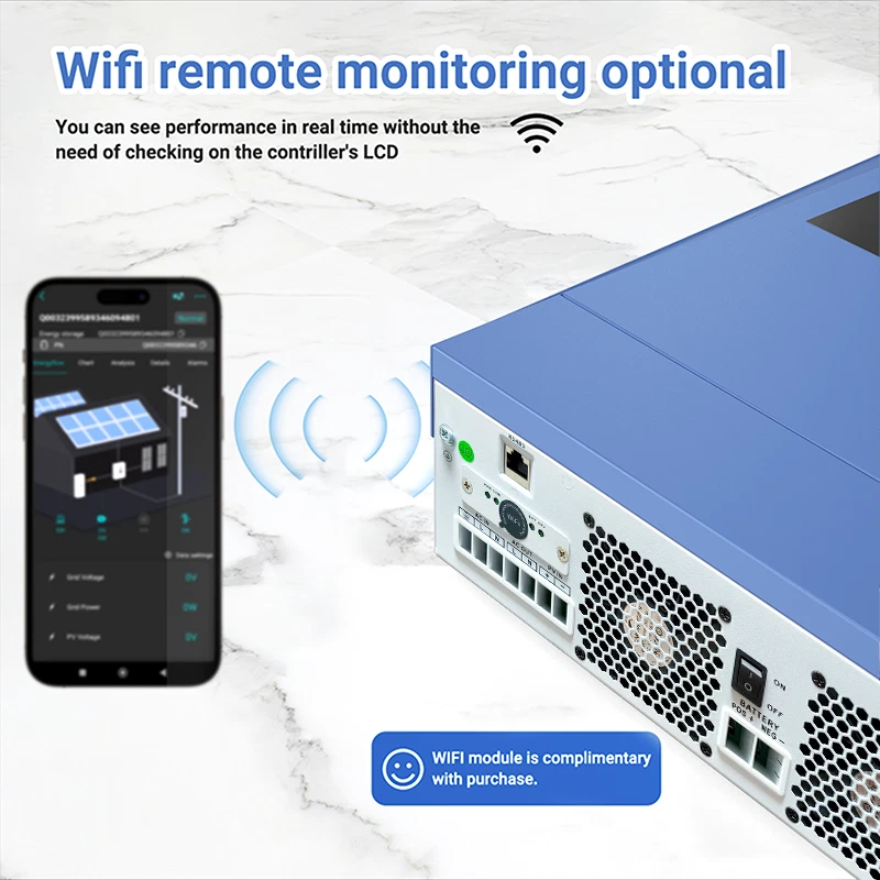 Inversor solar híbrido fuera de la red 4200 W MPPT 24 V 220 VAC 500 VDC 100A onda sinusoidal pura Foto 3 de 4