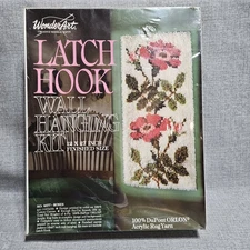 Vintage WonderArt Latch Hook Wall Art Kit Roses  #4677 12 x 27 inch | Unopened