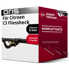 Für C3 III Typ SX (Oris) Anhängerkupplung abnehmbar + E-Satz 13pol universell