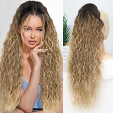 Claw Clip Ponytail,30 Inch Ombre Brown Mix Blonde Ponytail Extension for Wome...