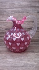vintage Fenton Cranberry opalescent heart optic ruffled edge vase    Z108