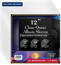 25 Pack 12 Inch LP Vinyl Record Outer Sleeves Diamond Clear Album Covers