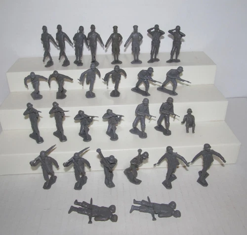 Vintage Marx Battleground Playset 54mm Dark Grey German Soldiers Lot