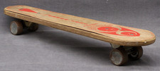 1960's ZIPEES Wood Sidewalk Surfboard Skateboard Olympic M371 Metal Steel Wheels