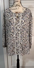 Collective Concepts Women's Paisley Keyhole Neckline Blouse Size 1X