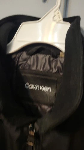 Calvin Klein Men's Matte Logo Zip Bomber Jacket Mock Neck Size Medium Black image 4