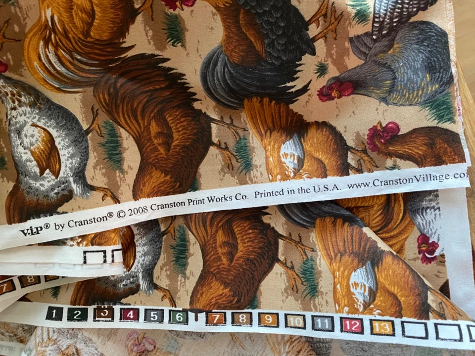 VIP Cranston Chicken Breeds Hens Roosters Roadies, Plymouth Rock Quilting 2.66 y - Image 3 of 4