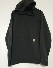 Vtg CARHARTT K121 BLK Men's L Black Distressed Pullover Sweatshirt Hoodie