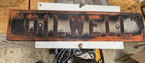 Vintage Pumping Unit Pump jack  “Oilwell” Lease Sign Oil Well Rig Metal Embossed