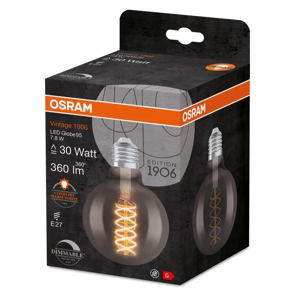 OSRAM LED Filamento Globo95 7 8W 360lm E27 1.800K ahumado - Imagen 4 de 4
