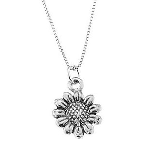 sunflower chain necklace silver charm sterling wild box