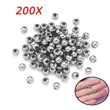 Set of 200 3/4/5/6/8mm Stainless Steel Beads Solid Beads for Jewelry Making USA