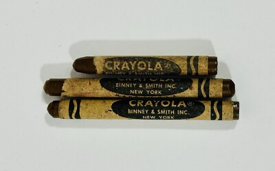 Binney & Smith Vintage Old Crayola Crayons Raw Sienna Color Set 3 Art Drawing