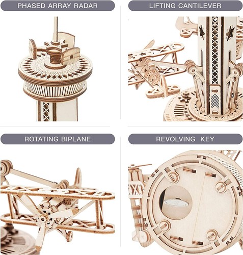 ROKR Torre di Controllo Aereo 3D Puzzle in Legno Modello Gioco Music Box Giocattolo Bambino Regalo - Foto 9 di 15