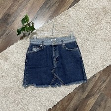 Tommy Hilfiger Tommy Jeans Size 26 Two Tone Raw Frayed Hem Denim Mini Skirt