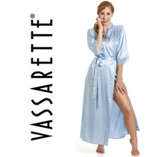 Vintage Vassarette Silky Sky Blue Floor Length Robe Size 34 Fits as a Medium 