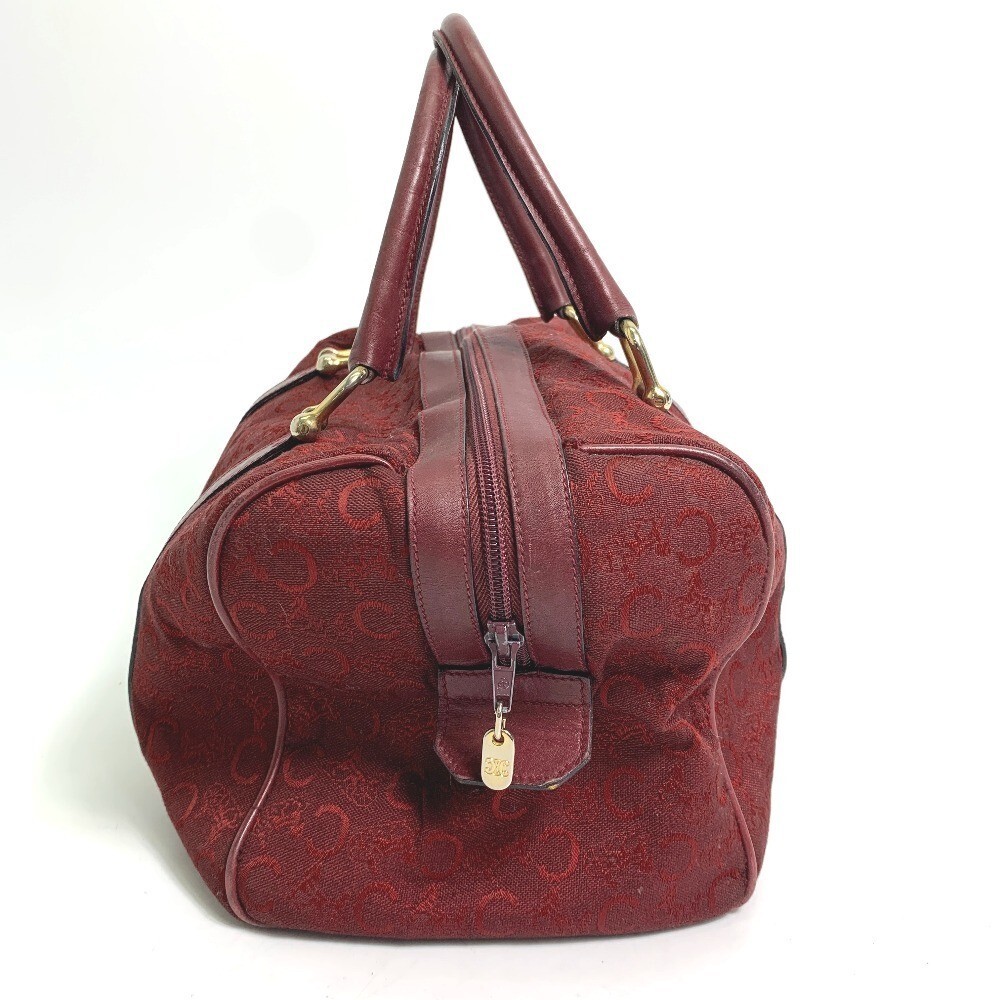 Celine C Macadam Carriage Vintage Boston Bag Canvas/leather Red
