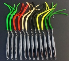 12 - A-47 Ava Diamond Jigs 4 oz. W/Split Tube Tails + 5 Replacement Hooks
