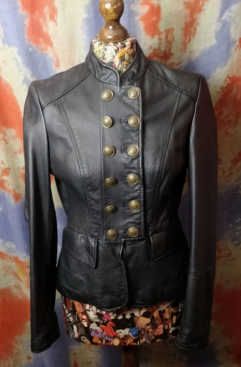Womens Next Military Fitted Leather Jacket Size UK 8