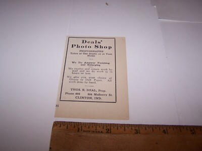 1920 DEALS PHOTO SHOP Paper Ad CLINTON INDIANA - THEO E. DEAL