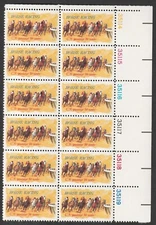 U.S. Sc. #1528, Mint, Upper Right Plate Block, 10c Horse Racing