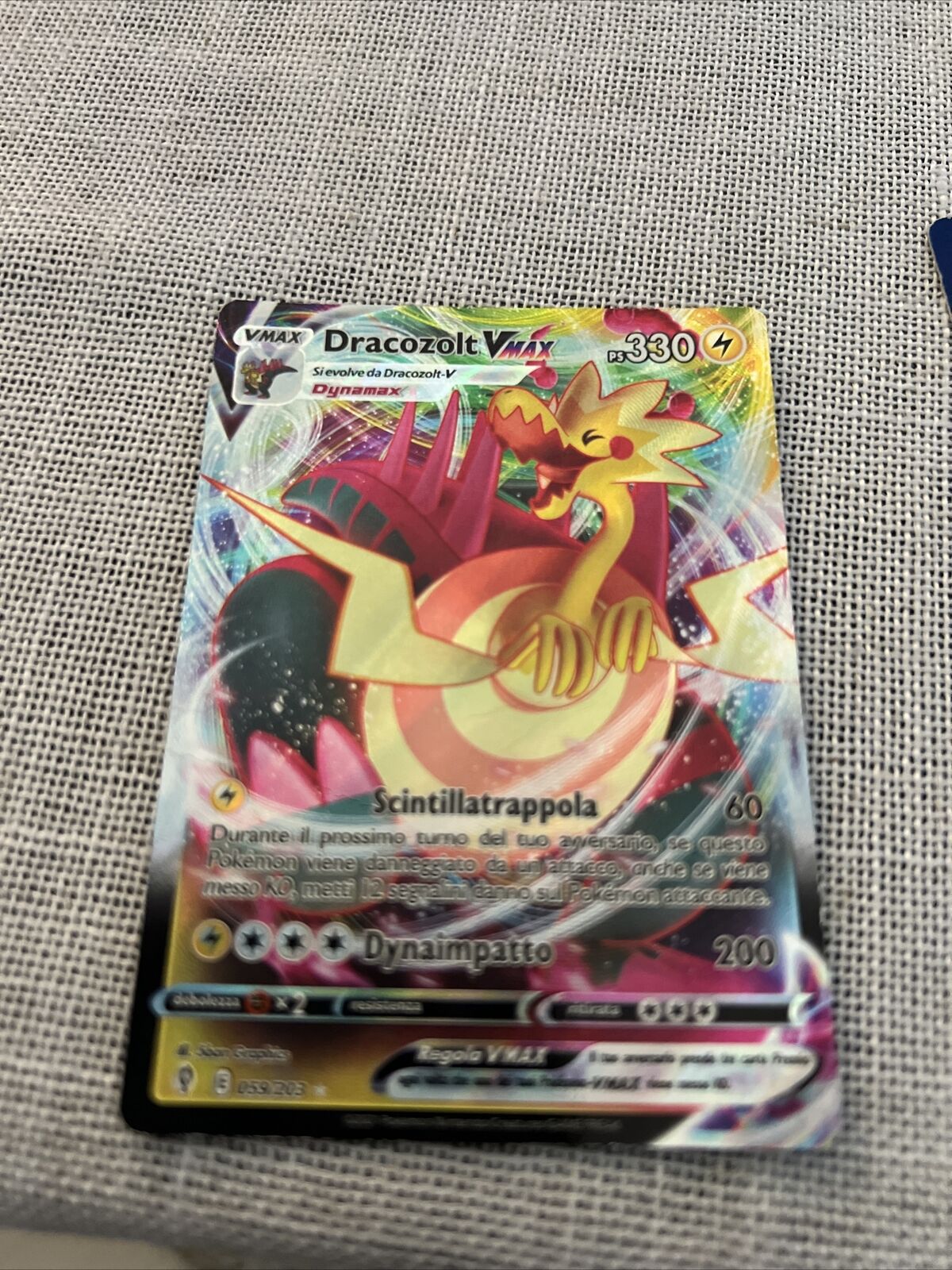 Carte Pokemon DRACOZOLT V 058/203 Ultra Rara Holo Evoluzioni Eteree ITA