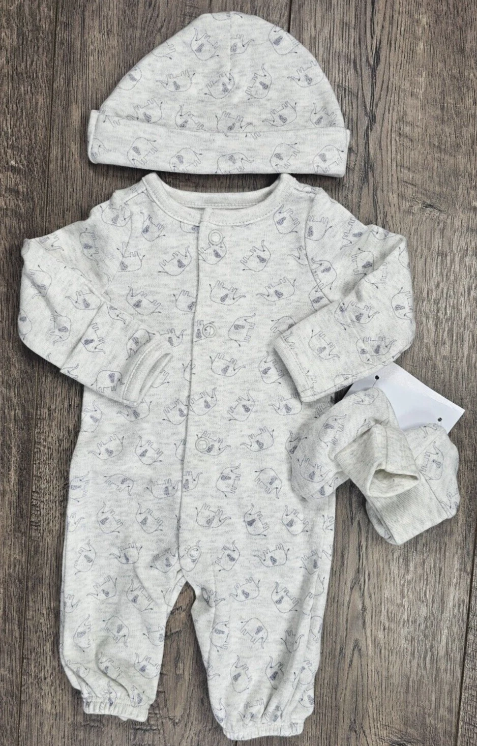 Baby Boy Clothes Nwot Just One You Carter's Preemie 3pc Gray Elephant Outfit