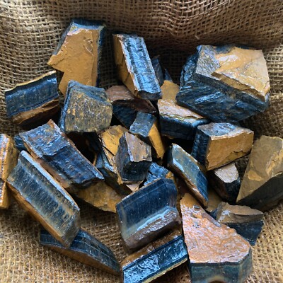 BLUE Tiger Eye Rough - 500 Carat Lots + a FREE Faceted Gemstone!
