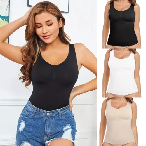 Woimen Tummy Control Slimming Compression Vests Shaping Tank Tops Padded Cami UK - Picture 8 of 21
