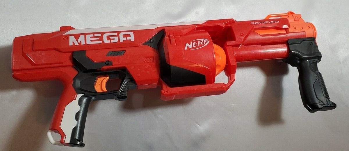 Nerf Mega Rotofury Toy Dart Gun Red TESTED No Rounds