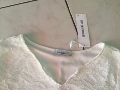 Robe Blanche En Dentelle Manoukian - Taille 2 (38) - Style Chemisier, Longueur Genou