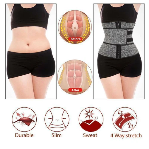 Women's Sports & Fitness Sweat Waist Trainer Body Shaper Tummy Control Belt Gym - Picture 8 of 24