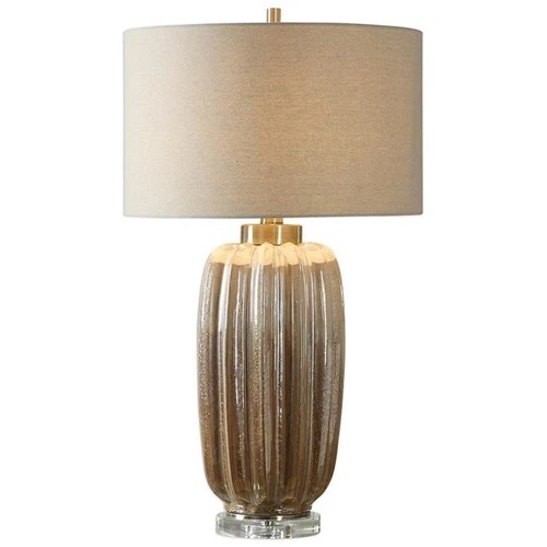 Uttermost Gistova Steel Ceramic and Crystal Table Lamp in Ivory and Rust Brown - Picture 1 of 4