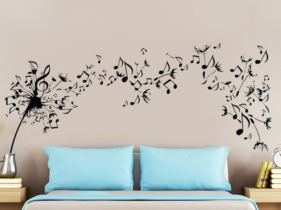 Dandelion Wall Decal Flower Music Musical Notes Floral Plants Home Decor NS971