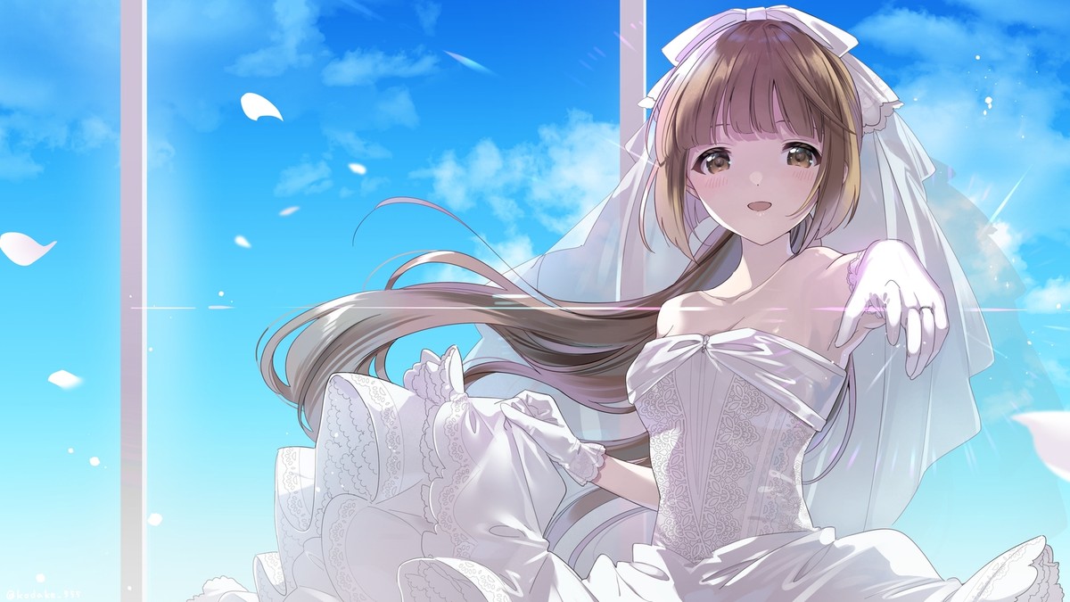 anime bridesmaid dresses girls brides white dress wedding bridal veil Playmat Game Mat Desk Beautiful SIZE:4 - 3X/5X BEADED-WEDDING-DRESS Pink It's My Birthday + Bishoujo
