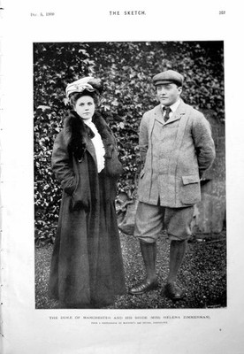 Original alter antiker Druck Herzog Manchester Braut Miss Helena Zimmermann 1900