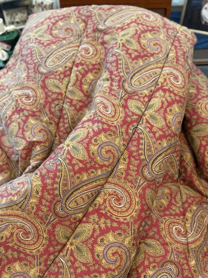 Edredón LRL Ralph Lauren King Edmonton Paisley Rojo Dorado/Rayas Foto 2 de 4